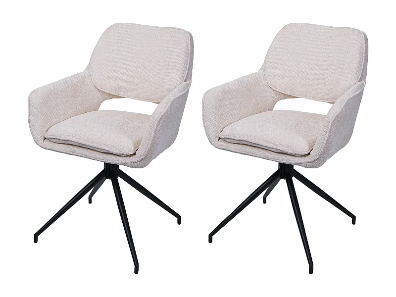 Chaise de salle à manger MCW-N74 (lot de 2),  crème