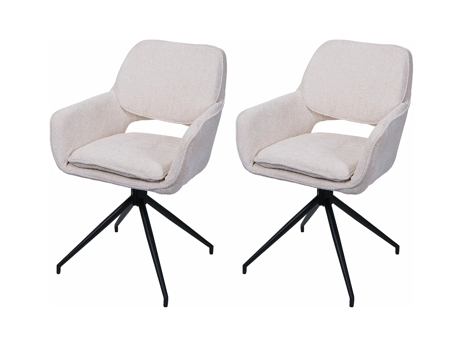 Chaise de salle à manger MCW-N74 (lot de 2),  crème