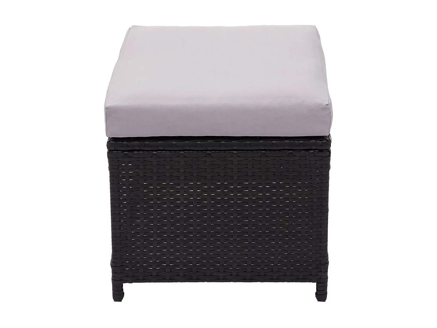 Taburete de polirratán MCW-G16 (set de 2),  negro, cojín gris claro