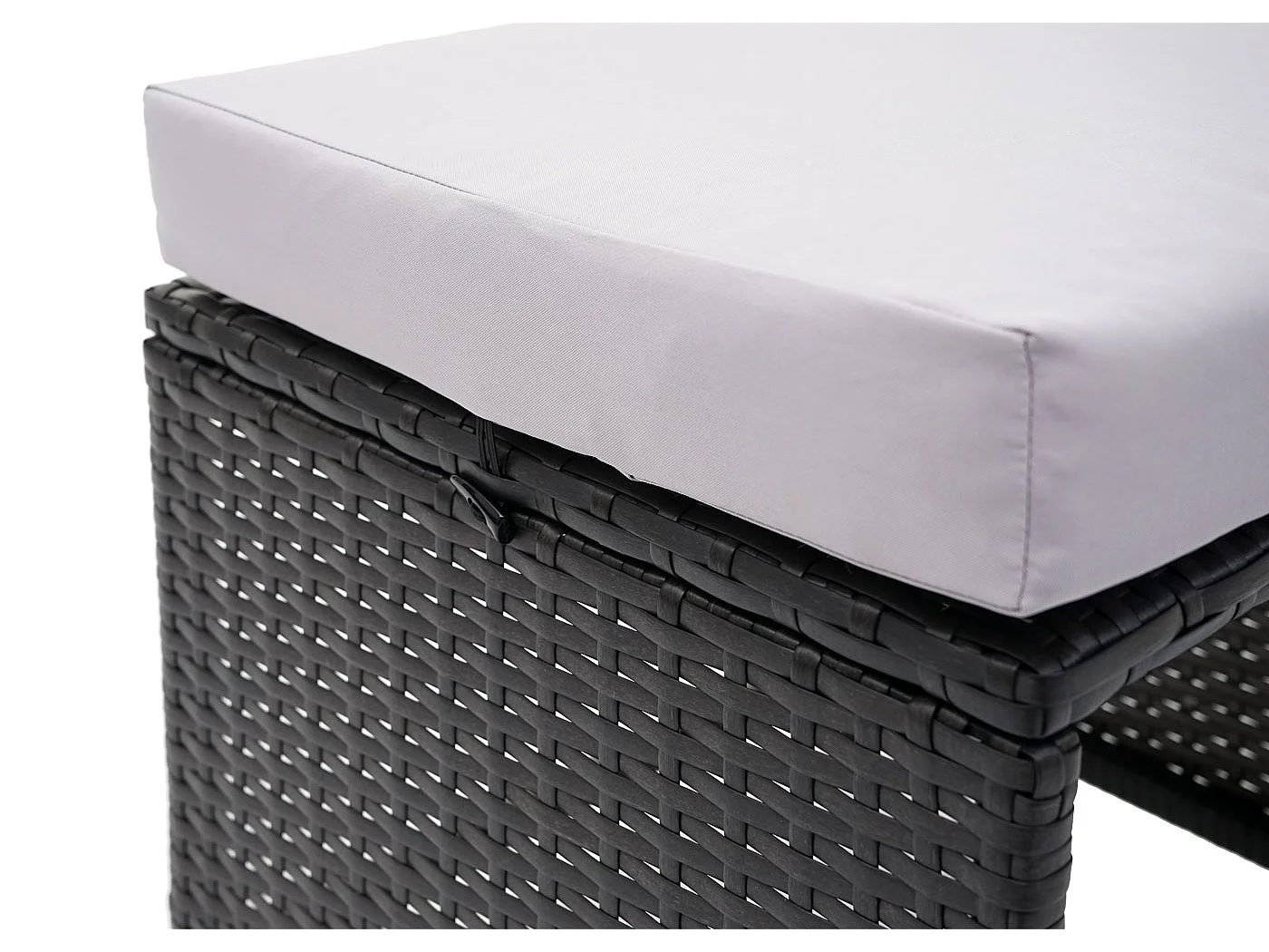 Taburete de polirratán MCW-G16 (set de 2),  negro, cojín gris claro