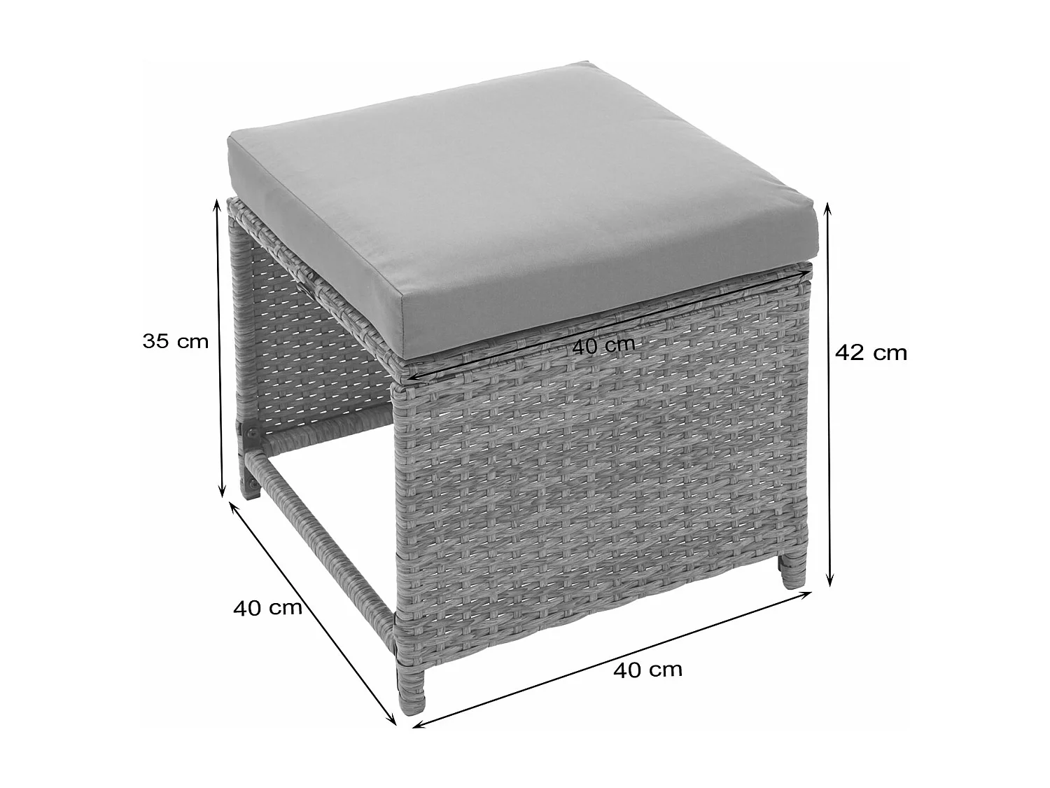 Kruk MCW-G16 (set van 2),  zwart, kussens lichtgrijs