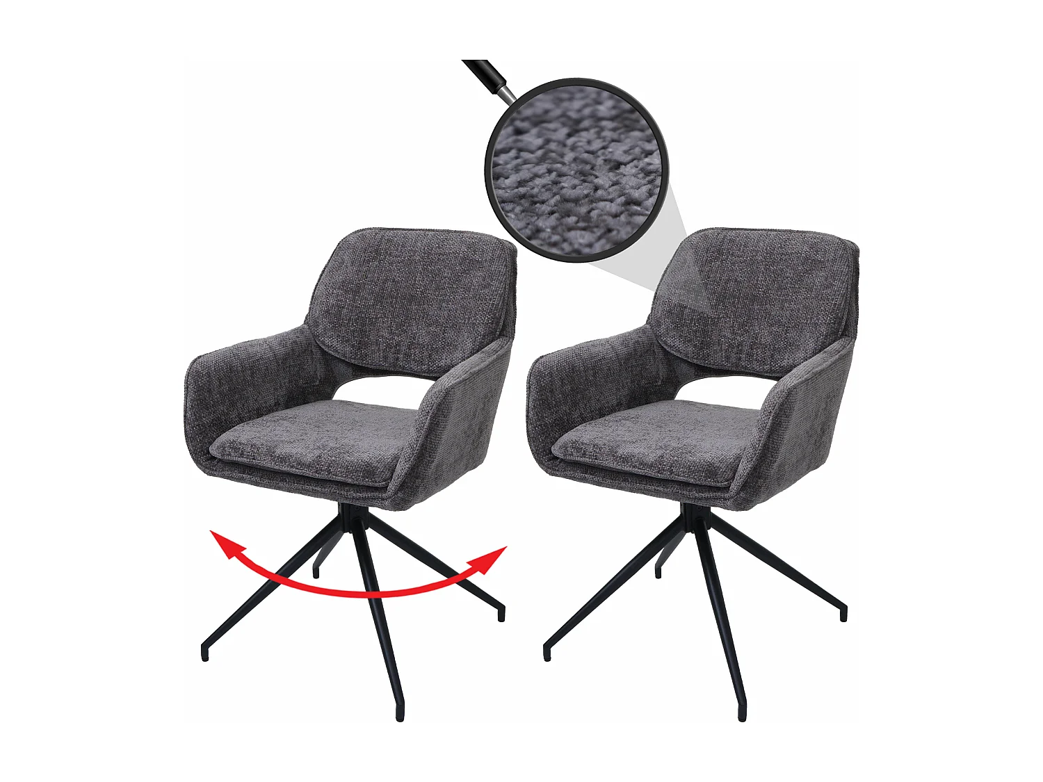 Chaise de salle à manger MCW-N74 (lot de 2),  gris foncé