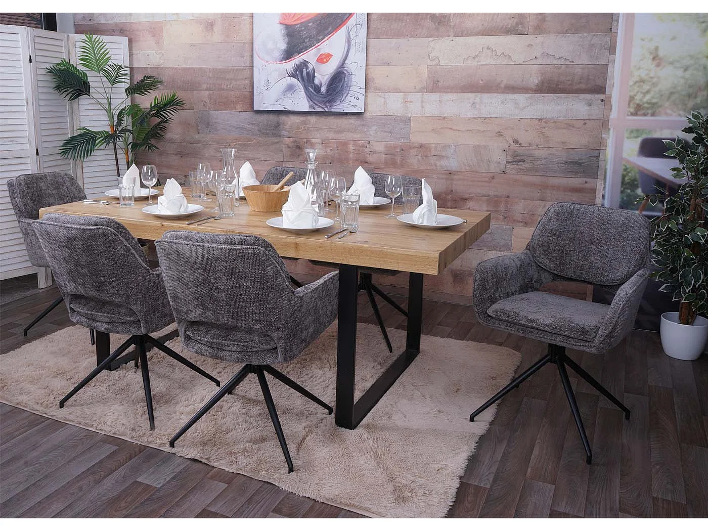 Chaise de salle à manger MCW-N74 (lot de 2),  gris foncé