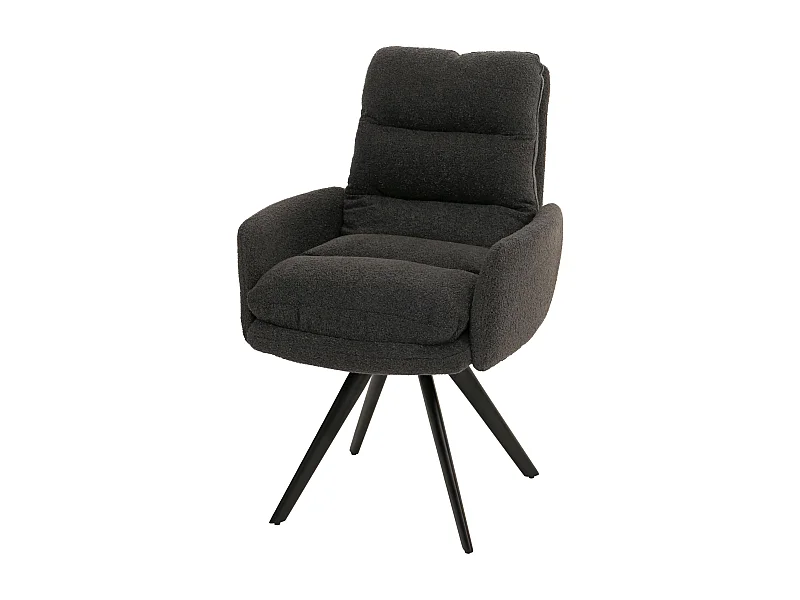 Chaise de salle à manger MCW-G66 Bouclé,  gris foncé, avec accoudoirs