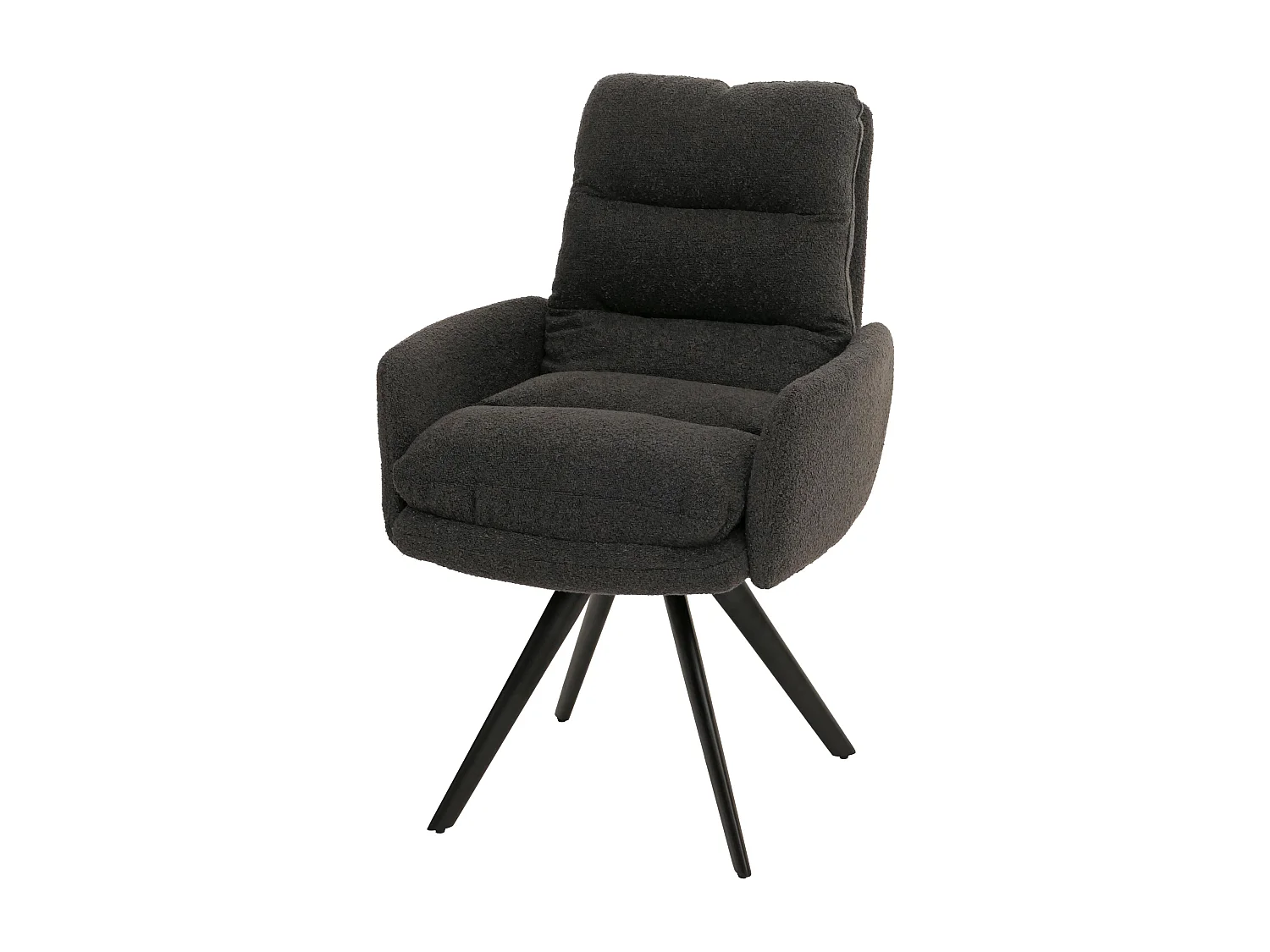 Chaise de salle à manger MCW-G66 Bouclé,  gris foncé, avec accoudoirs