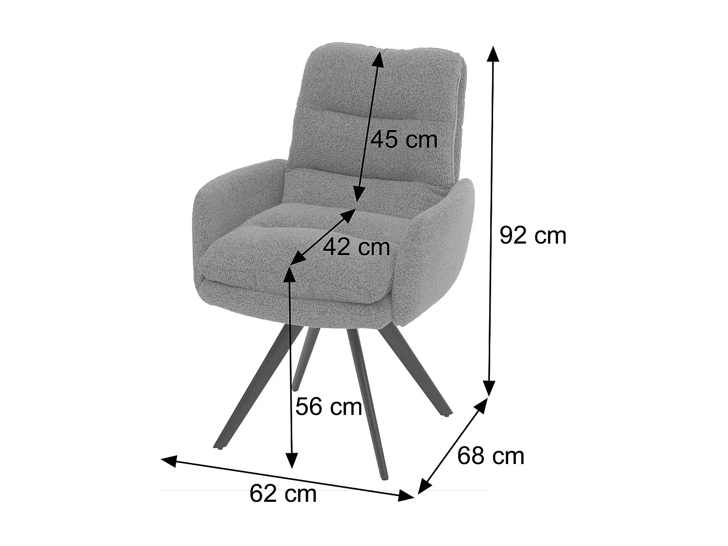 Chaise de salle à manger MCW-G66 Bouclé,  gris foncé, avec accoudoirs
