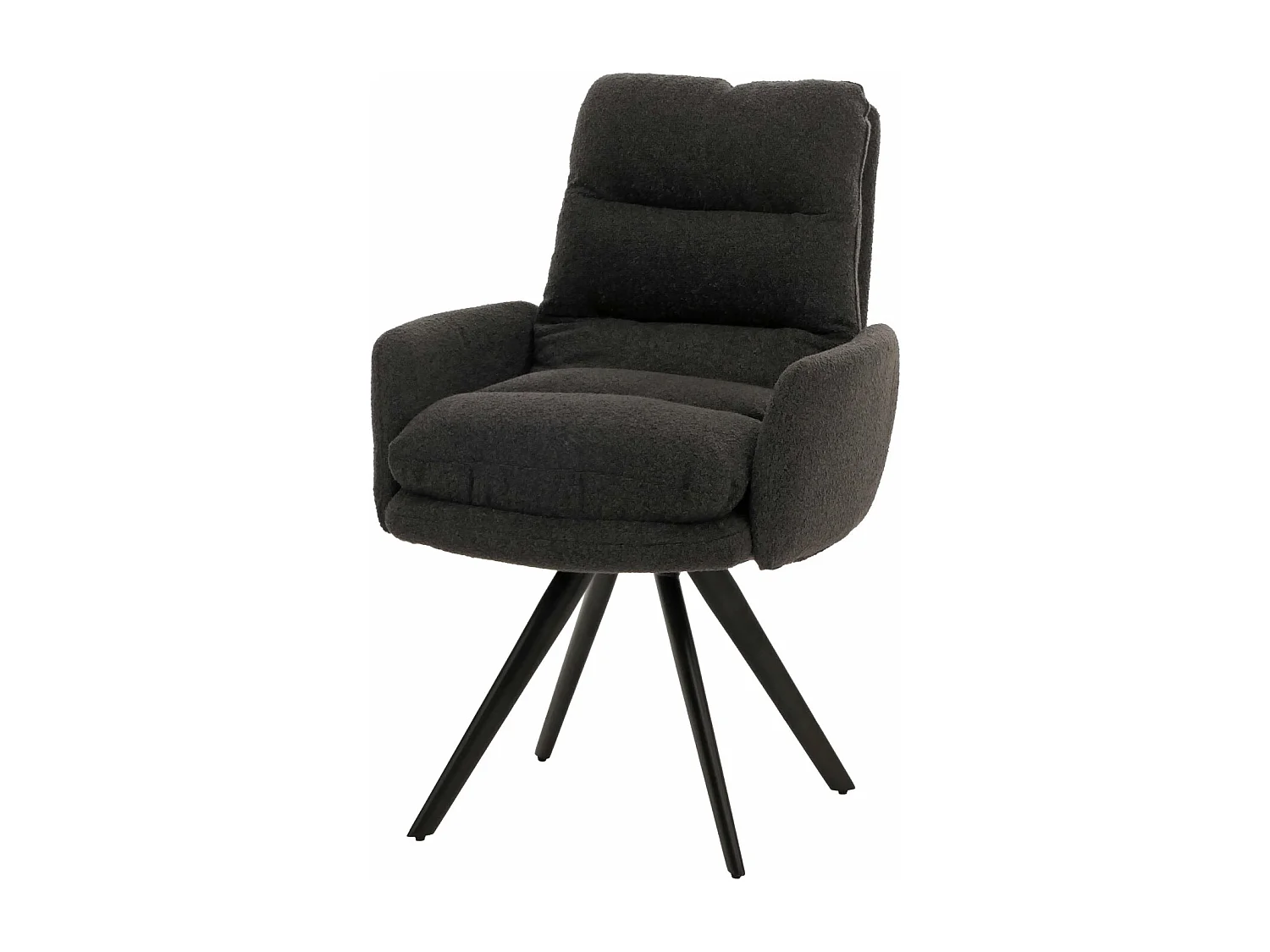 Chaise de salle à manger MCW-G66 Bouclé,  gris foncé, avec accoudoirs