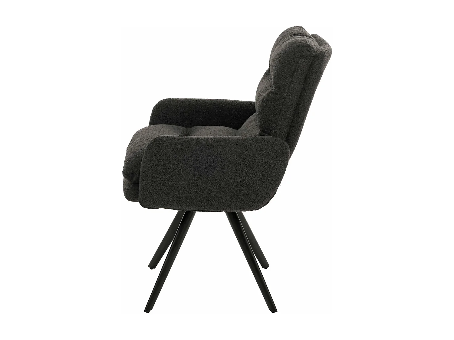Esszimmerstuhl MCW-G66 Bouclé, Dunkelgrau, mit Armlehne