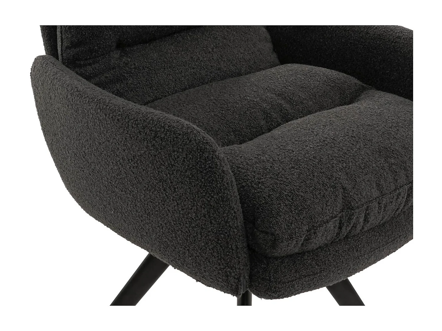 Esszimmerstuhl MCW-G66 Bouclé, Dunkelgrau, mit Armlehne