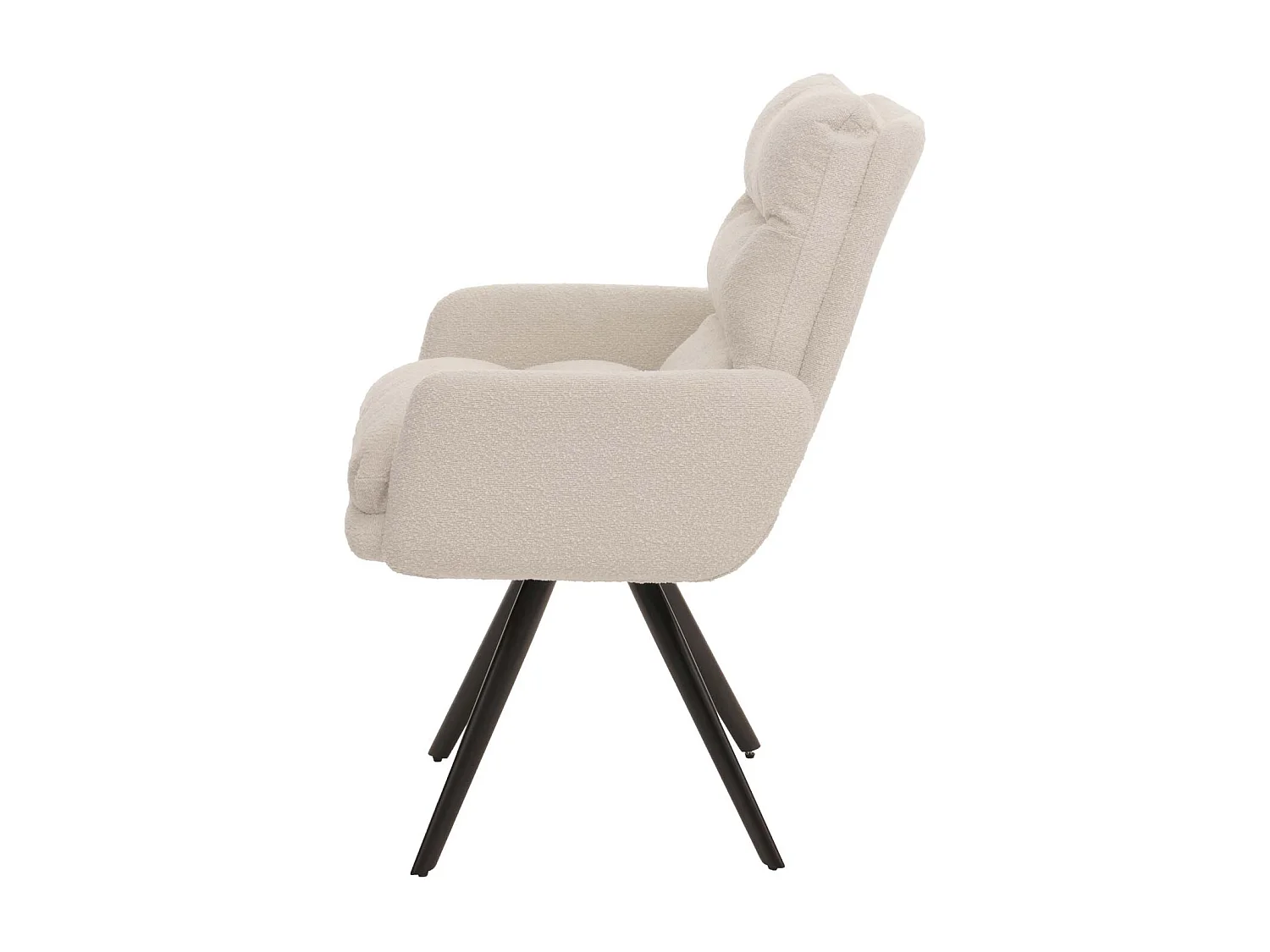 Eetkamerstoel MCW-G66 Bouclé,  crème wit, met armleuning