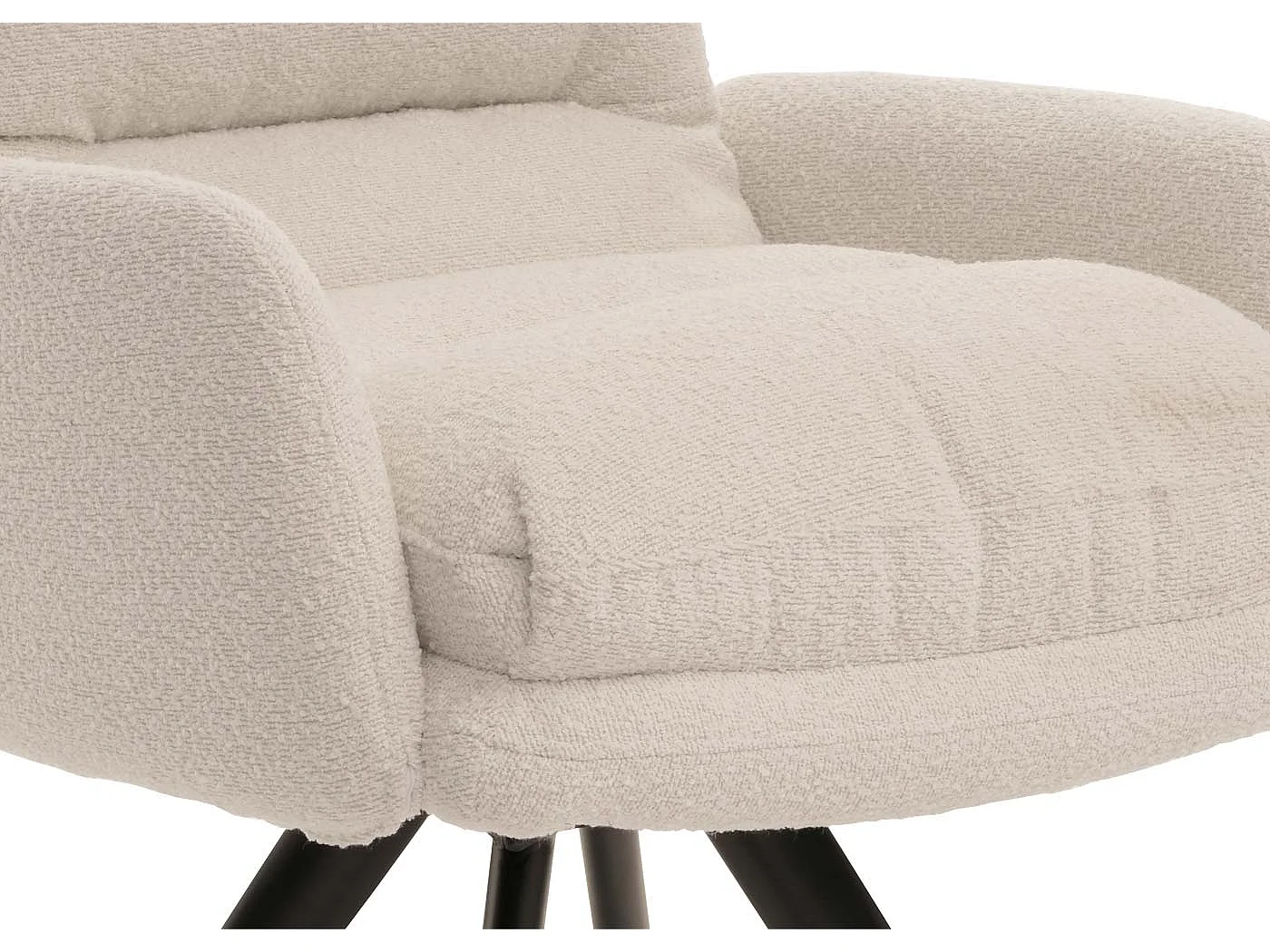 Eetkamerstoel MCW-G66 Bouclé,  crème wit, met armleuning