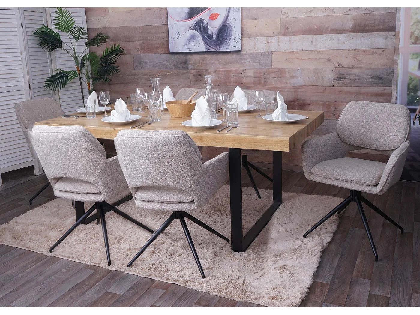 Esszimmerstuhl MCW-N74 (2er-Set), Beige