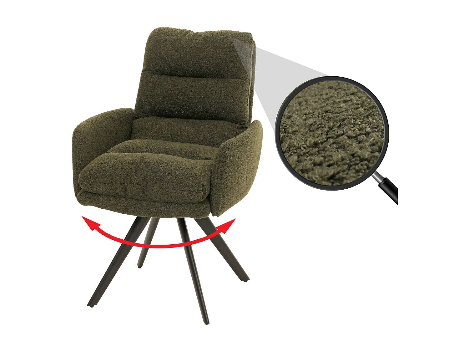 Chaise de salle à manger MCW-G66 Bouclé,  vert, avec accoudoirs