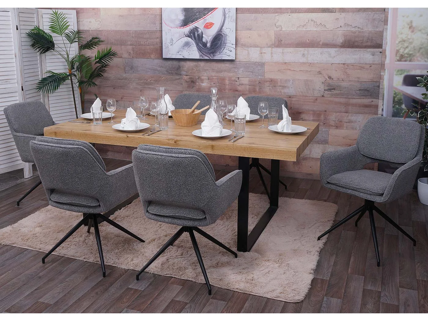 Silla de comedor MCW-N74 (set de 2),  gris