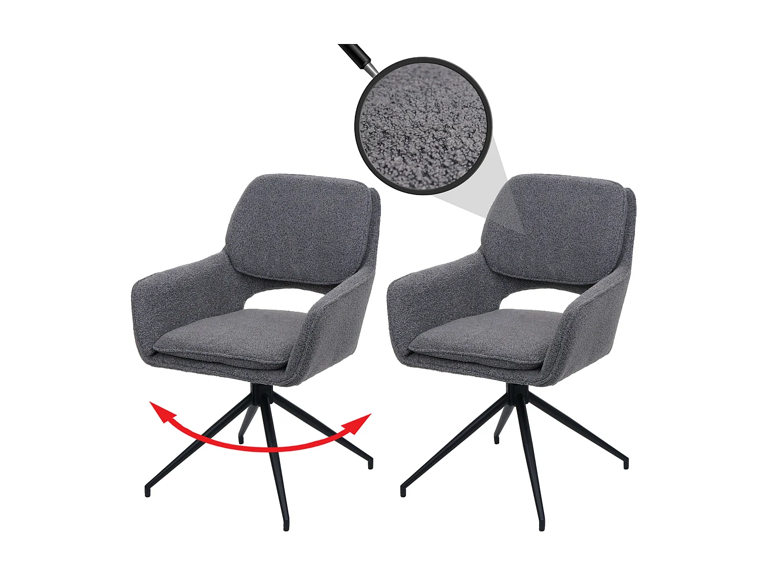 Krzesło do jadalni MCW-N74 (zestaw 2 sztuk),  szary