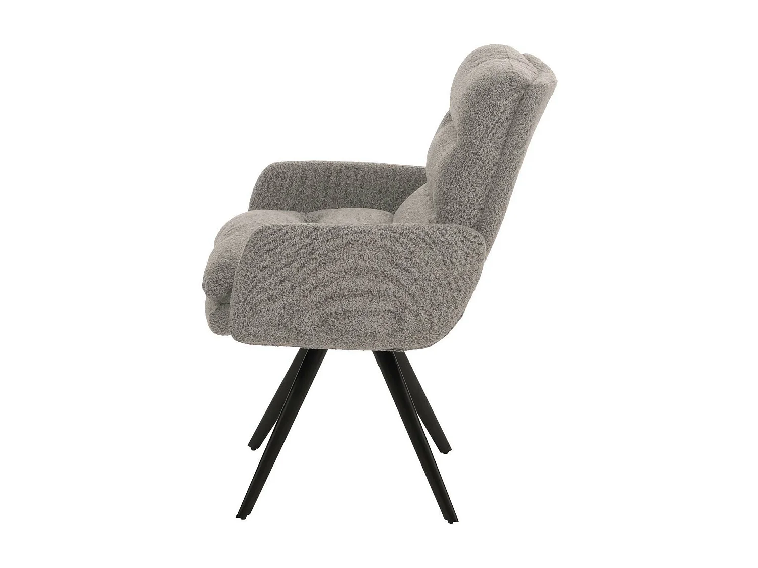 Silla de comedor MCW-G66 Bouclé,  gris claro, con reposabrazos