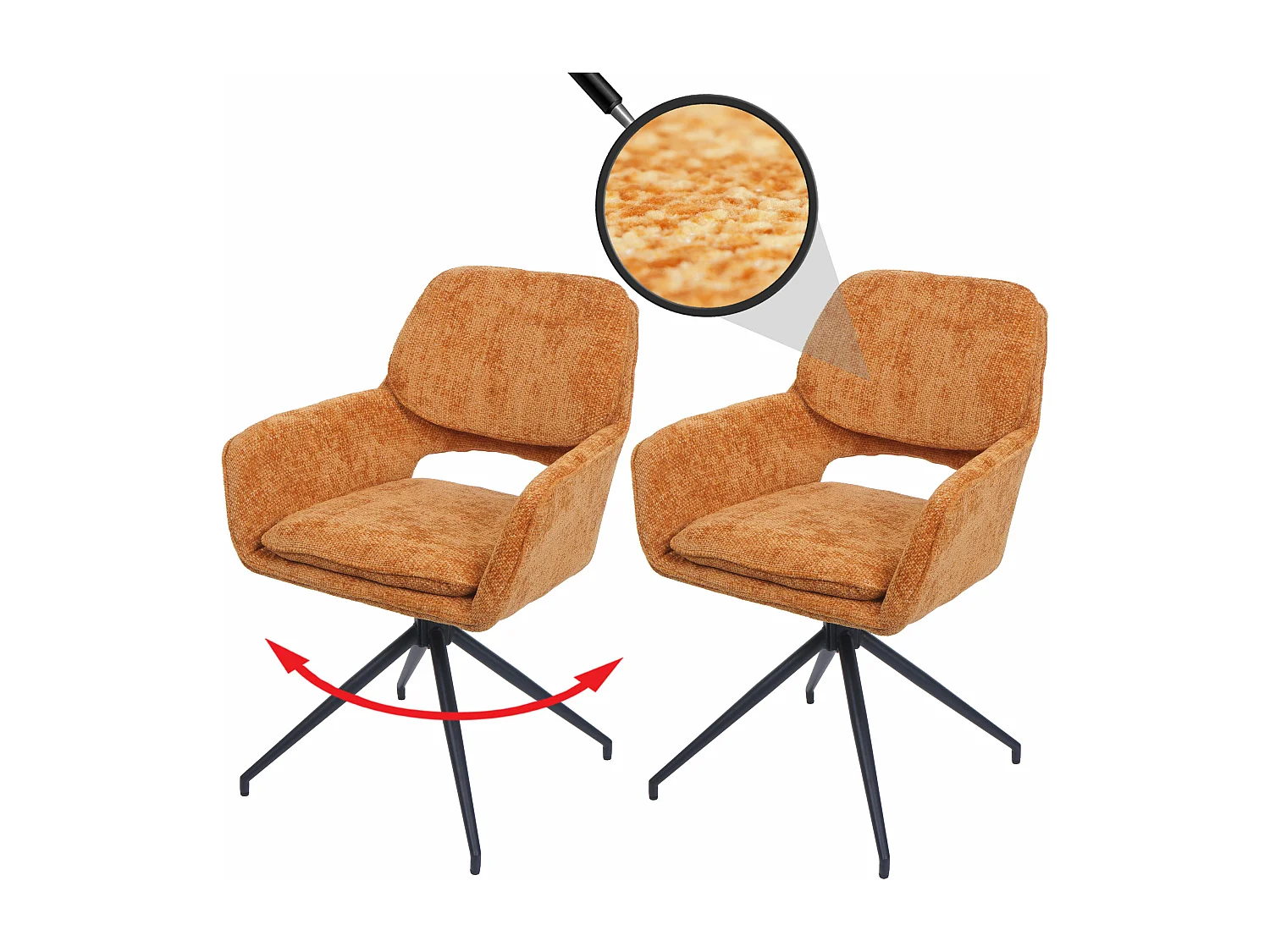 Chaise de salle à manger MCW-N74 (lot de 2),  ocre-jaune