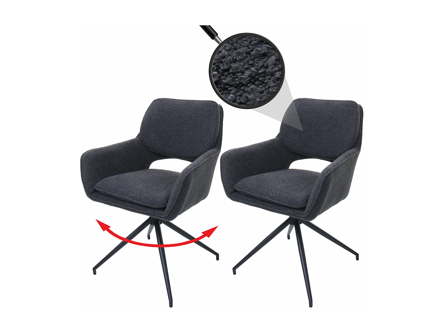 Krzesło do jadalni MCW-N74 (zestaw 2 sztuk),  ciemnoszary