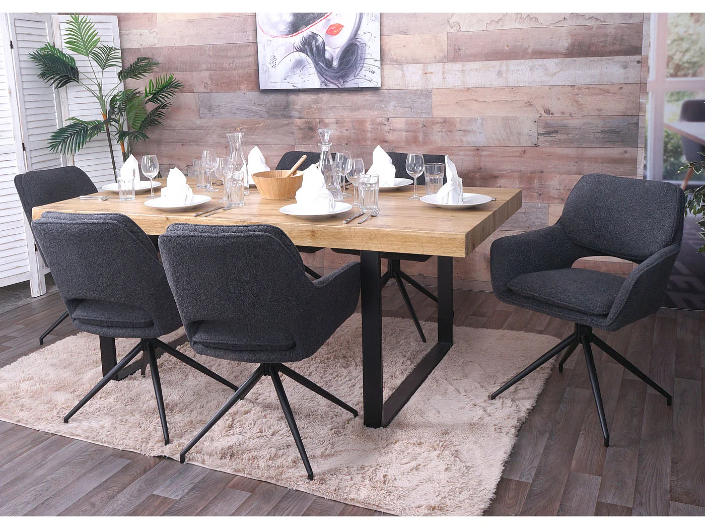 Krzesło do jadalni MCW-N74 (zestaw 2 sztuk),  ciemnoszary