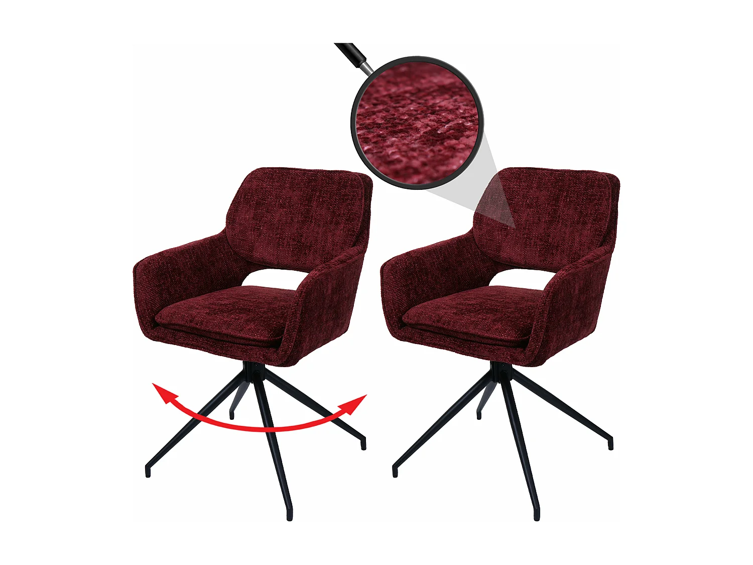 Chaise de salle à manger MCW-N74 (lot de 2),  bordeaux