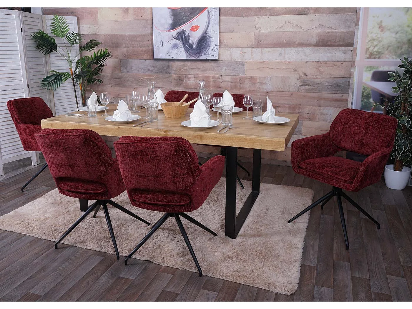 Chaise de salle à manger MCW-N74 (lot de 2),  bordeaux