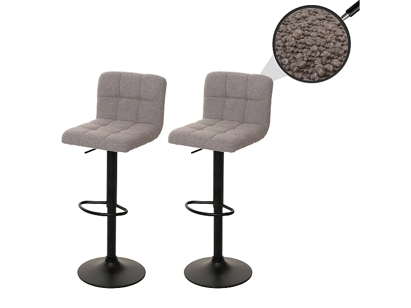 Tabouret de bar MCW-G87 (lot de 2),  gris