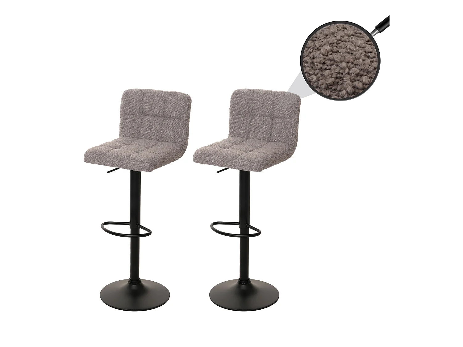 Tabouret de bar MCW-G87 (lot de 2),  gris