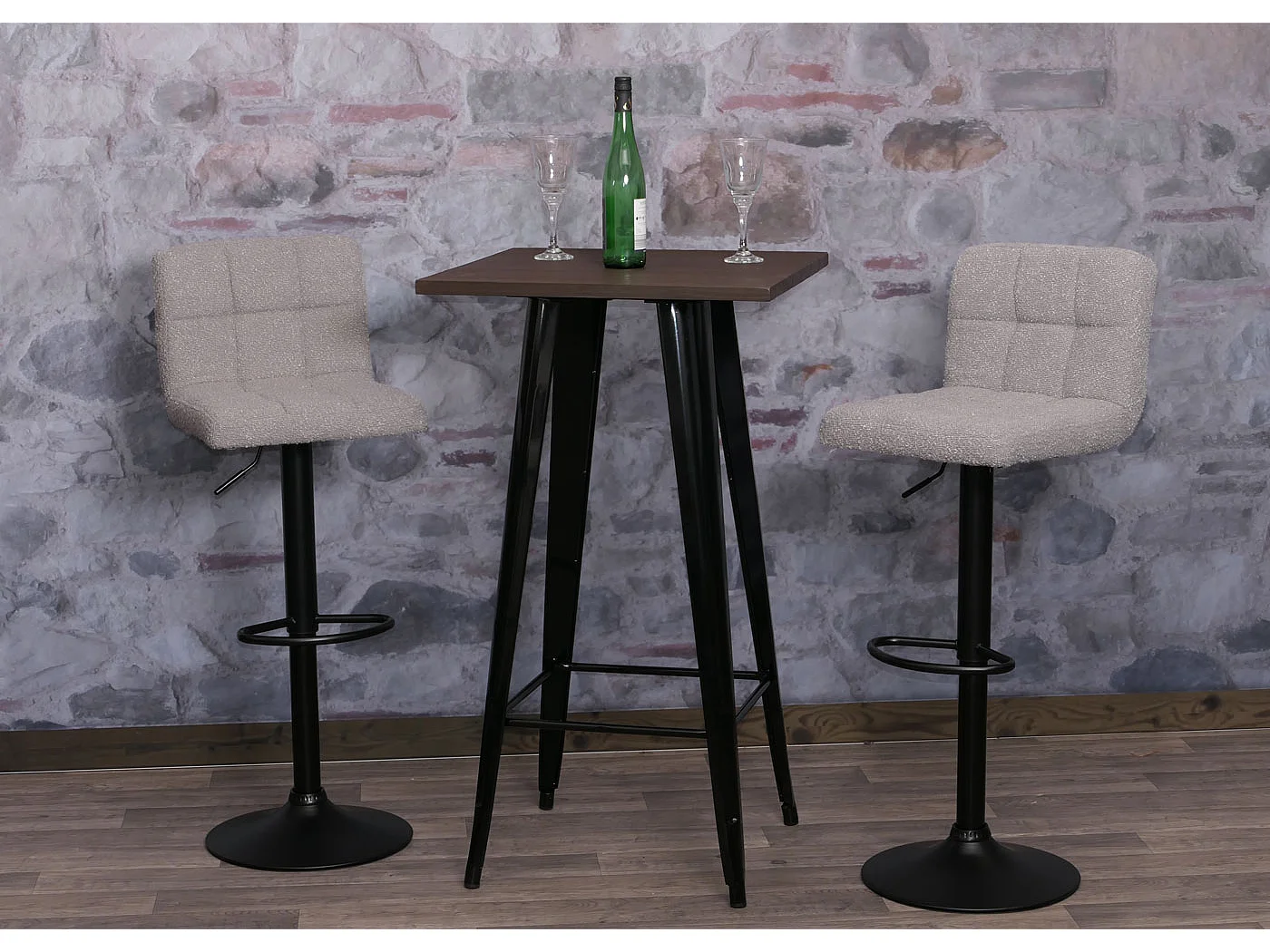 Tabouret de bar MCW-G87 (lot de 2),  gris