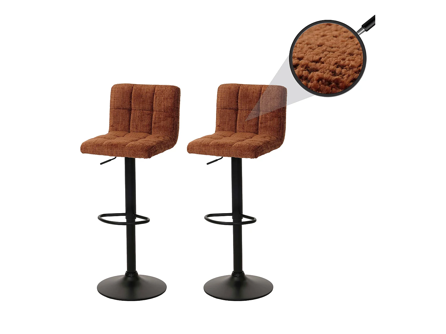 Tabouret de bar MCW-G87 (lot de 2),  terracotta