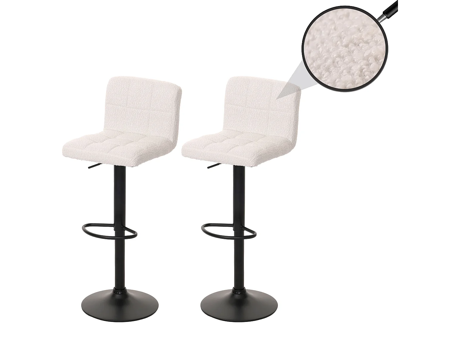 Banco de bar MCW-G87 (conjunto de 2),  branco-creme