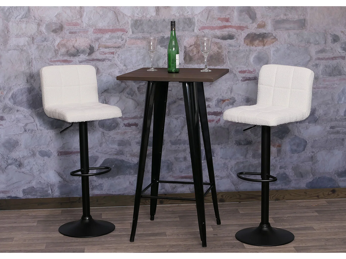 Banco de bar MCW-G87 (conjunto de 2),  branco-creme