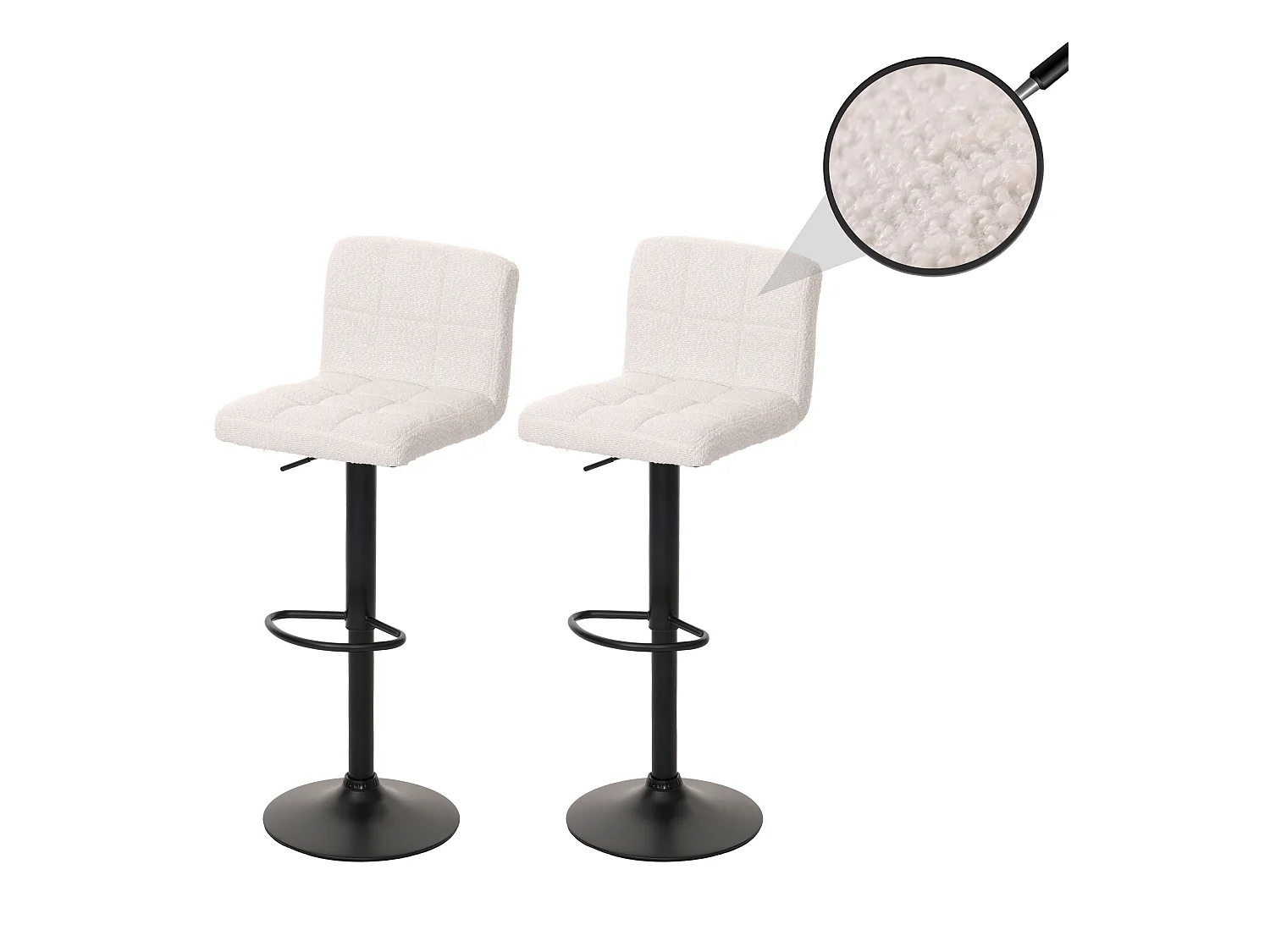 Tabouret de bar MCW-G87 (lot de 2),  crème-blanc