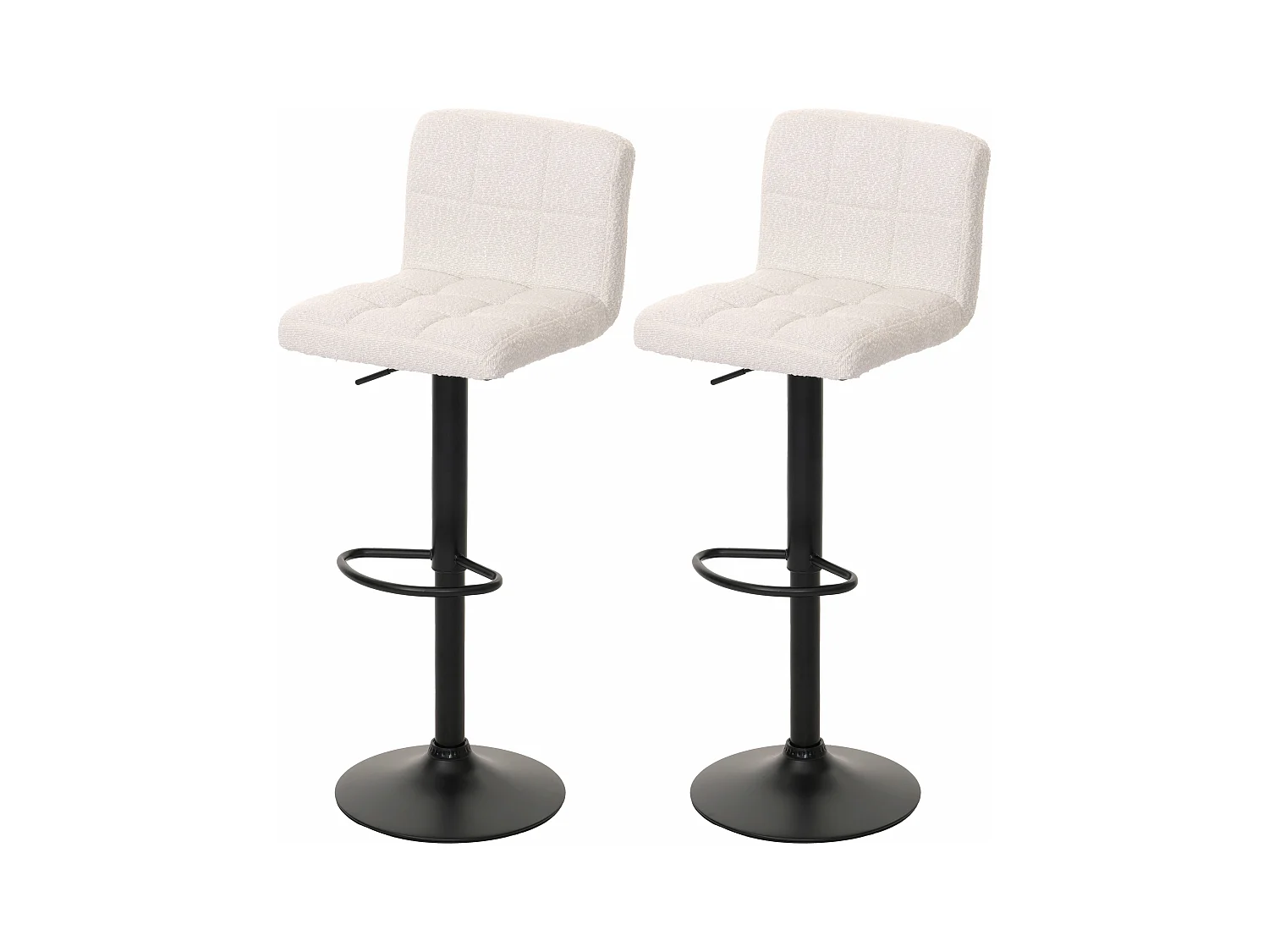 Tabouret de bar MCW-G87 (lot de 2),  crème-blanc