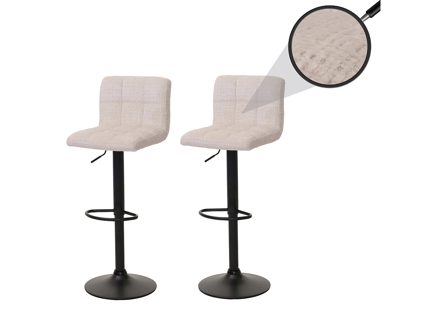 Tabouret de bar MCW-G87 (lot de 2),  crème-beige