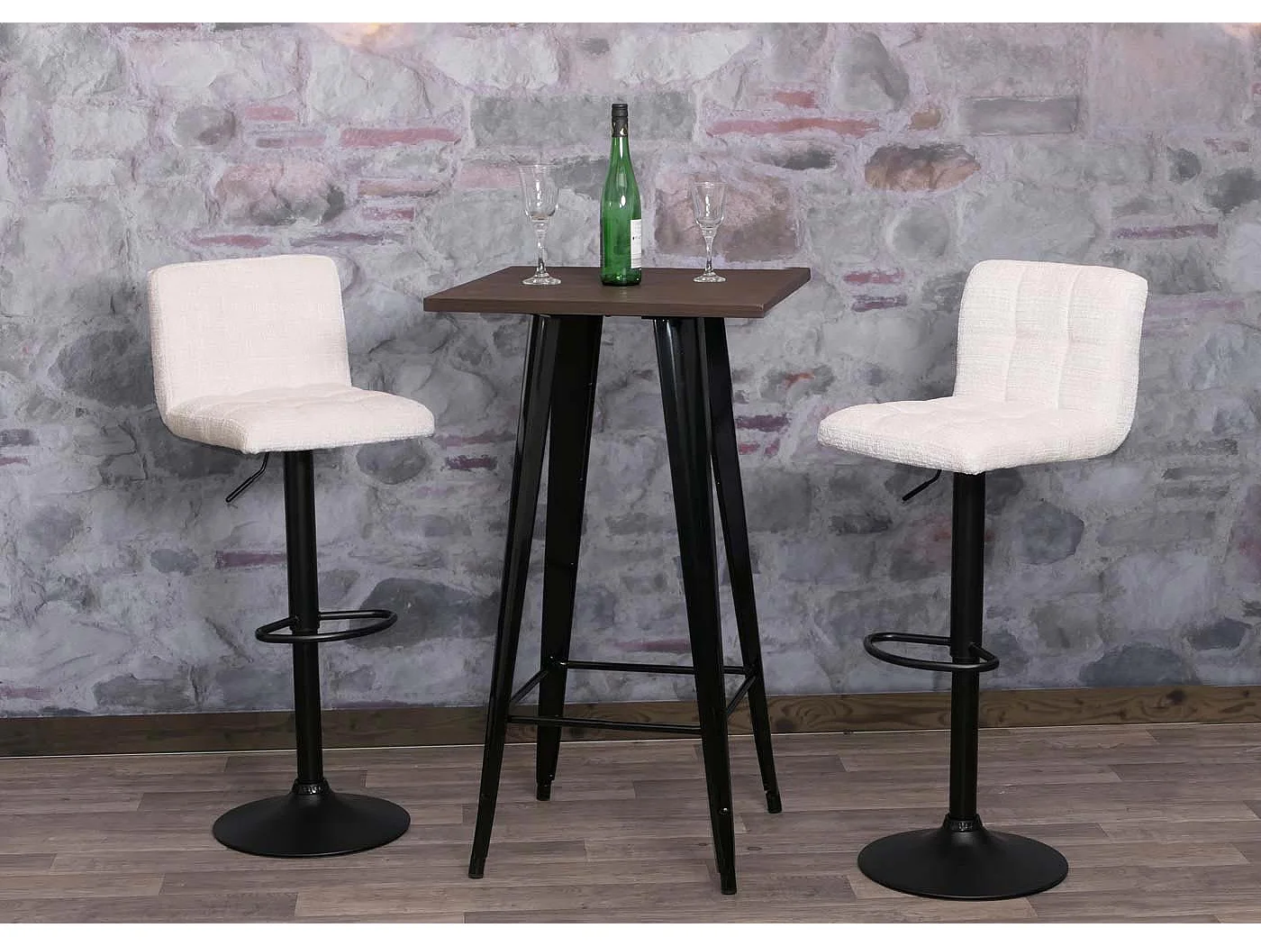 Tabouret de bar MCW-G87 (lot de 2),  crème-beige
