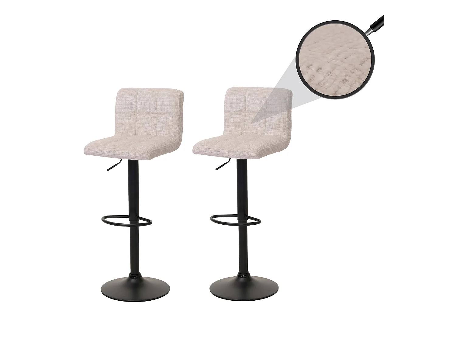 Tabouret de bar MCW-G87 (lot de 2),  crème-beige