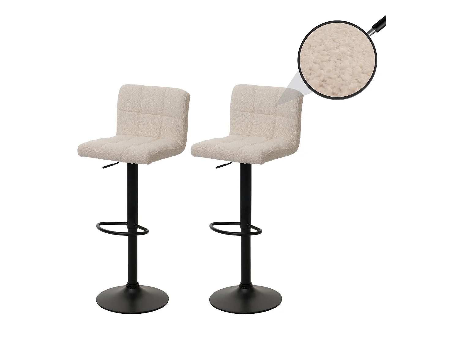 Tabouret de bar MCW-G87 (lot de 2),  crème-beige