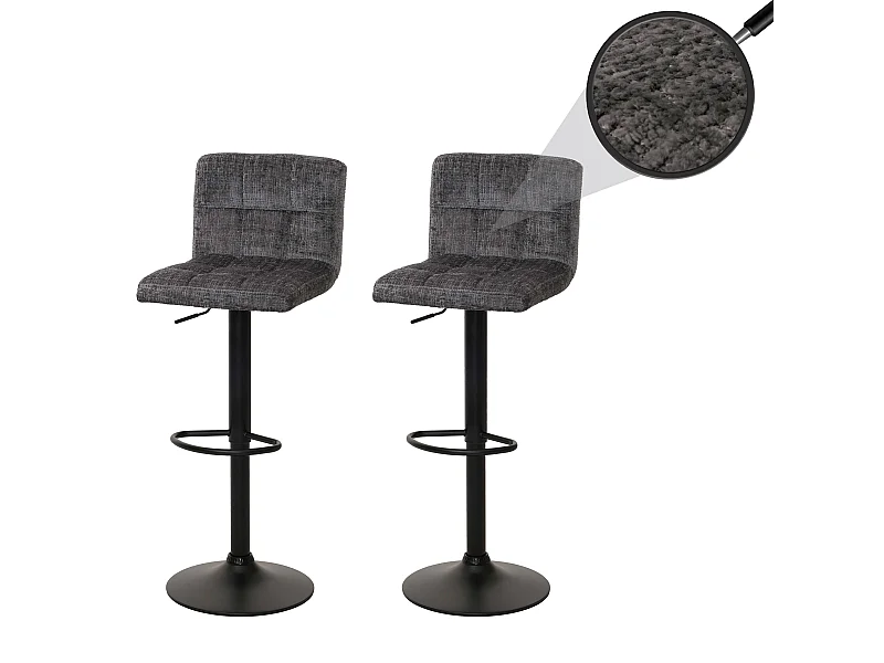 Tabouret de bar MCW-G87 (lot de 2),  gris foncé