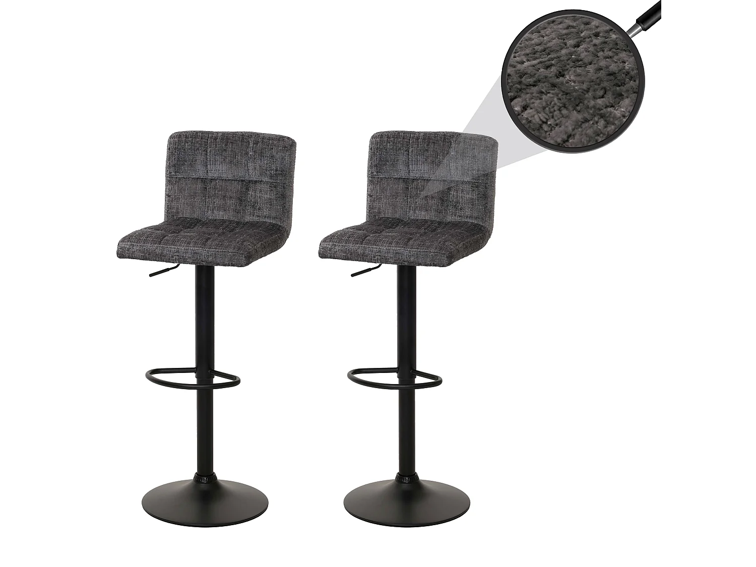 Tabouret de bar MCW-G87 (lot de 2),  gris foncé