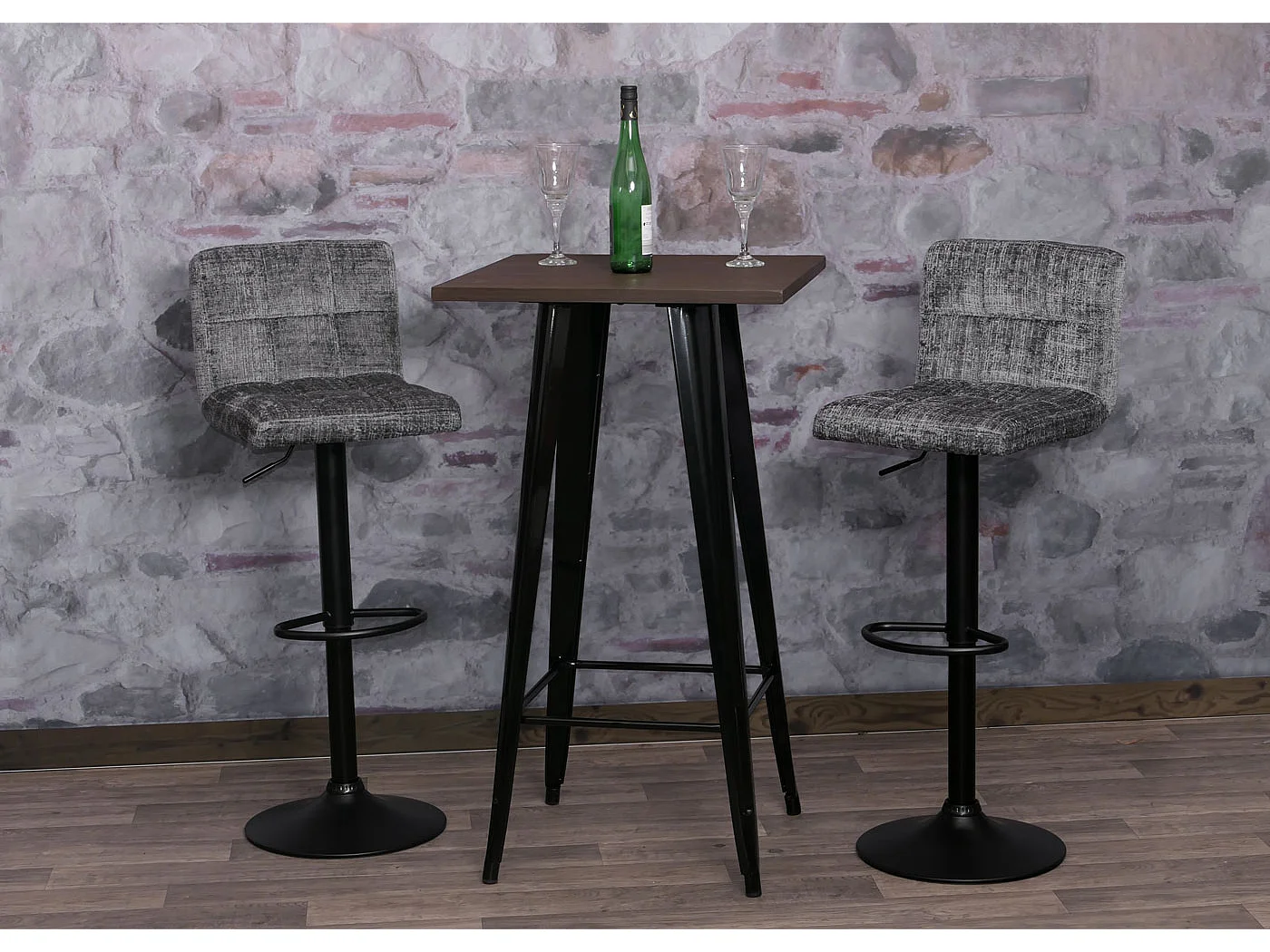 Tabouret de bar MCW-G87 (lot de 2),  gris foncé