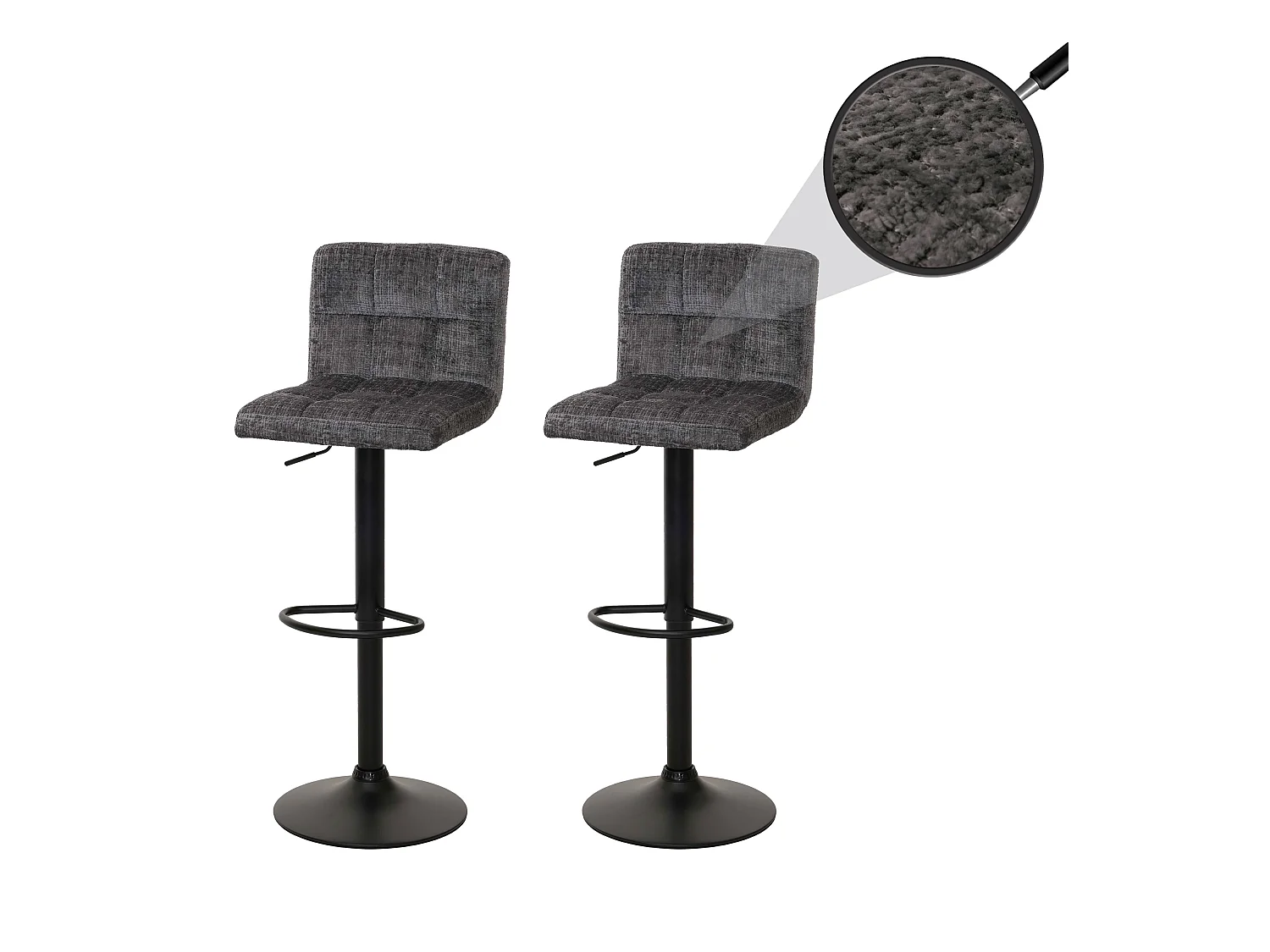 Tabouret de bar MCW-G87 (lot de 2),  gris foncé