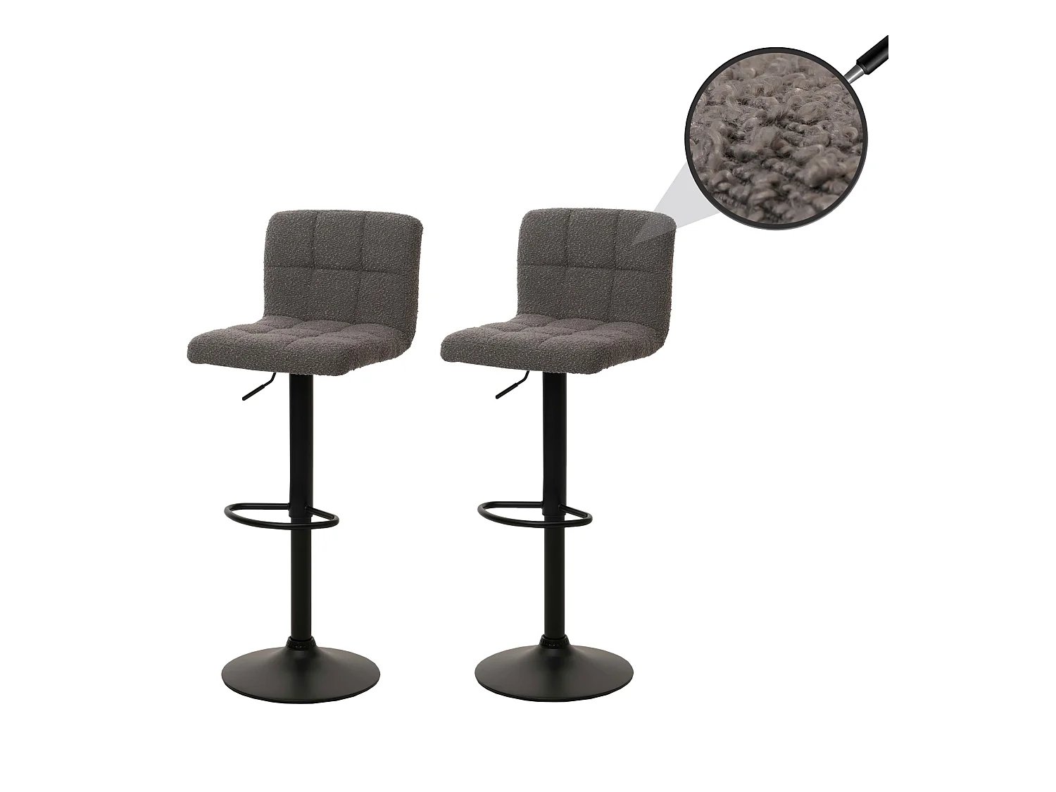 Tabouret de bar MCW-G87 (lot de 2),  gris foncé