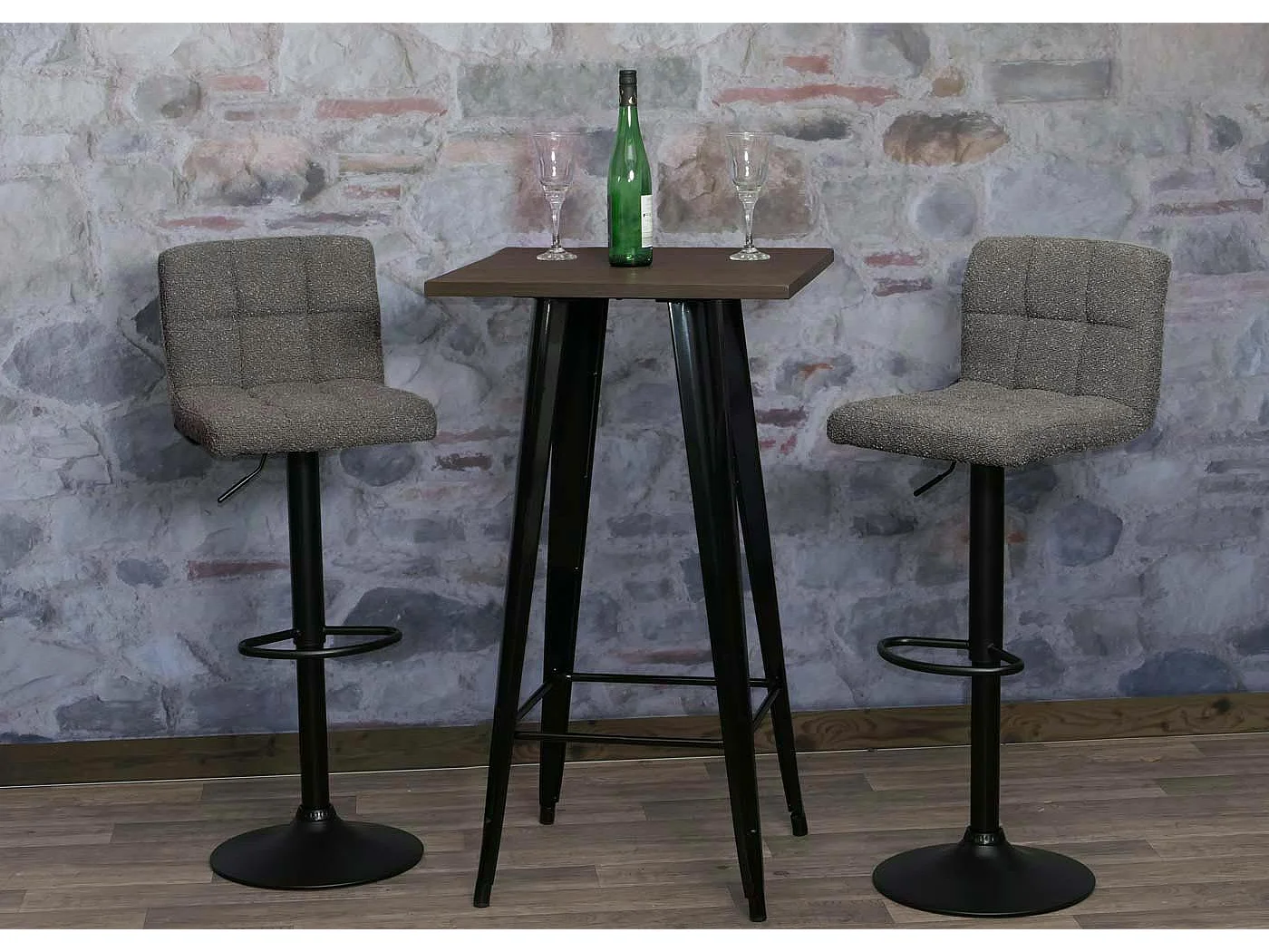 Tabouret de bar MCW-G87 (lot de 2),  gris foncé