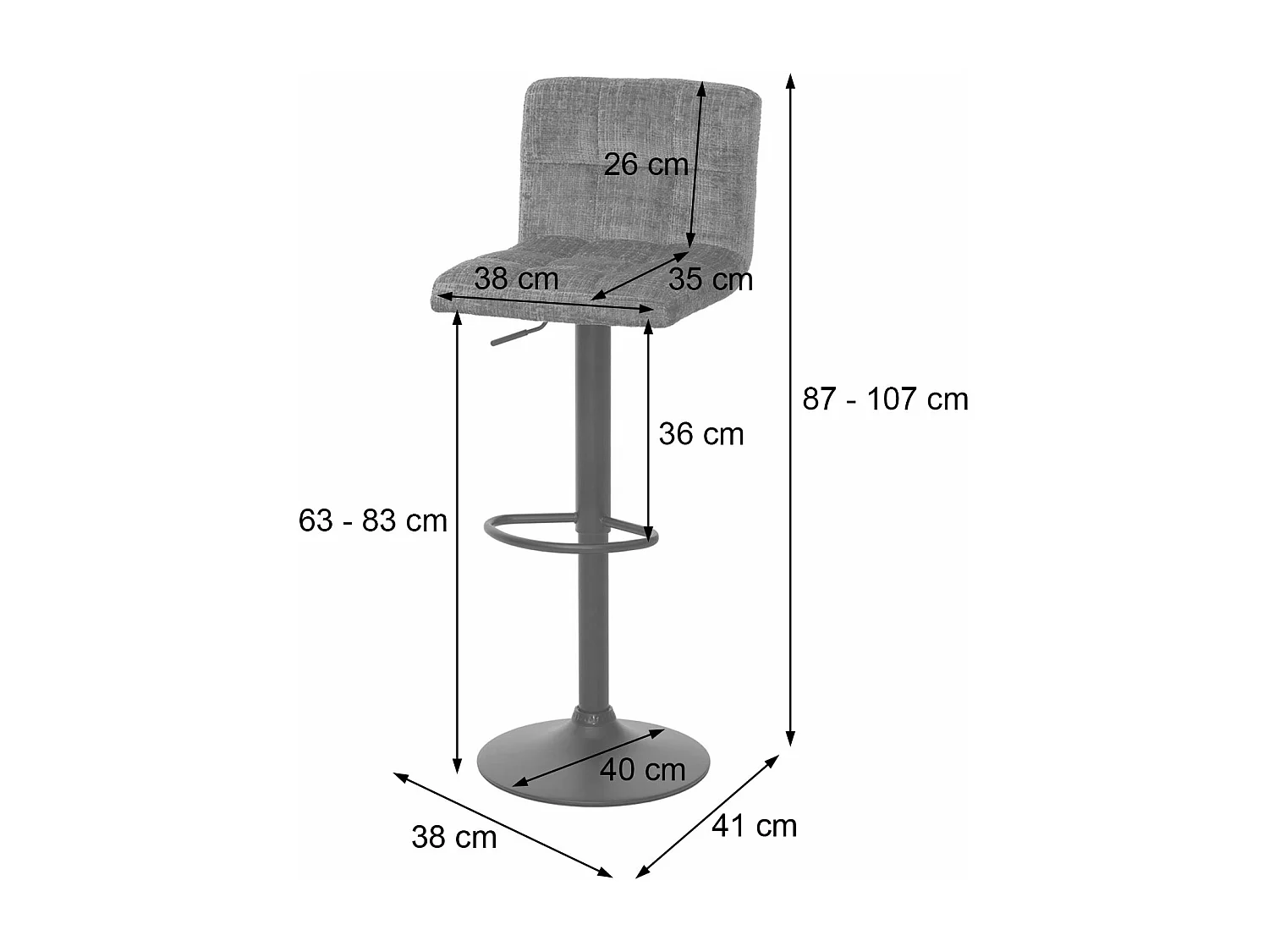 Taburete de bar MCW-G87 (juego de 2),  topo