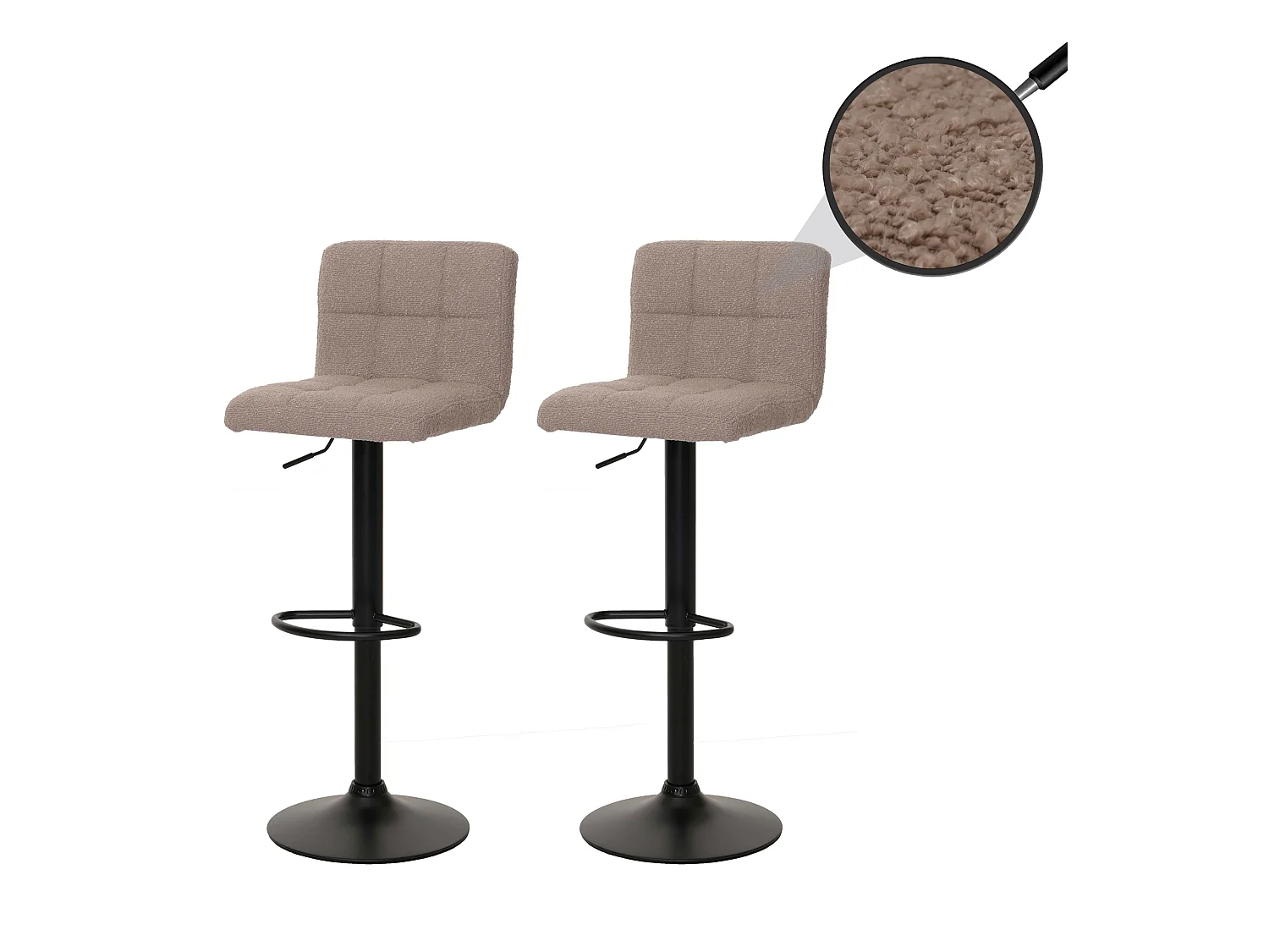 Tabouret de bar MCW-G87 (lot de 2),  taupe