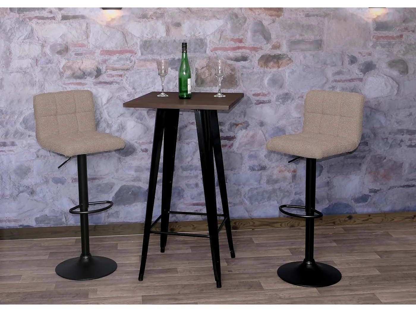 Tabouret de bar MCW-G87 (lot de 2),  taupe