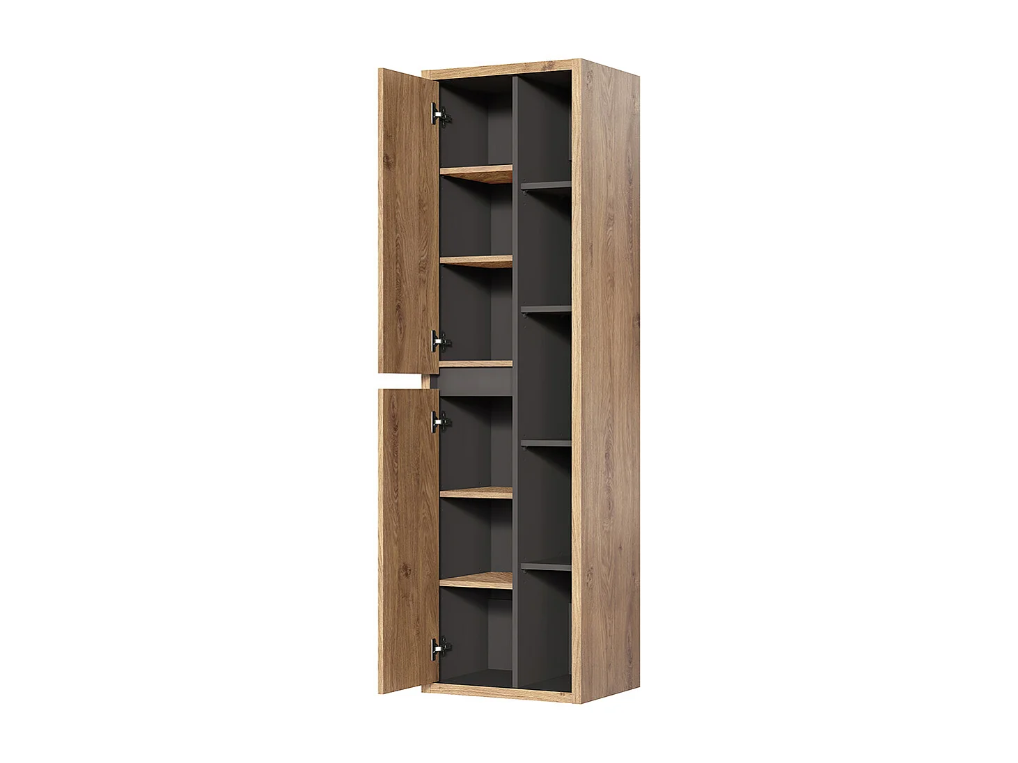 Ensemble meuble simple vasque 100cm, colonne et armoire murale Rigel Bois et Anthracite