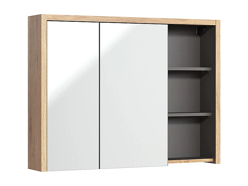 Ensemble meuble simple vasque 100cm et armoire murale Rigel Bois et Anthracite