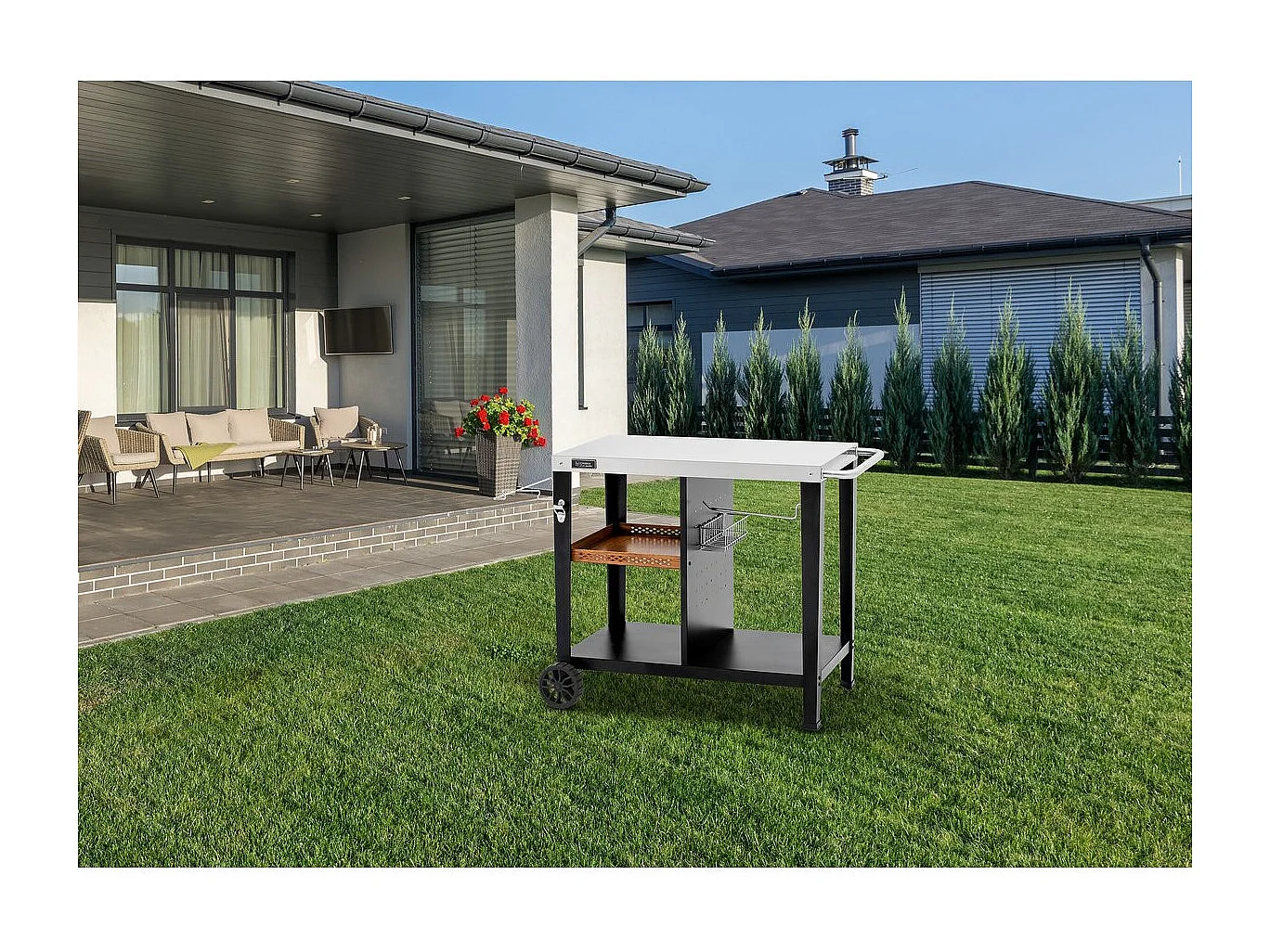 Desserte de barbecue en métal "Gelia" - 117 x 59 x 80 cm - Noir