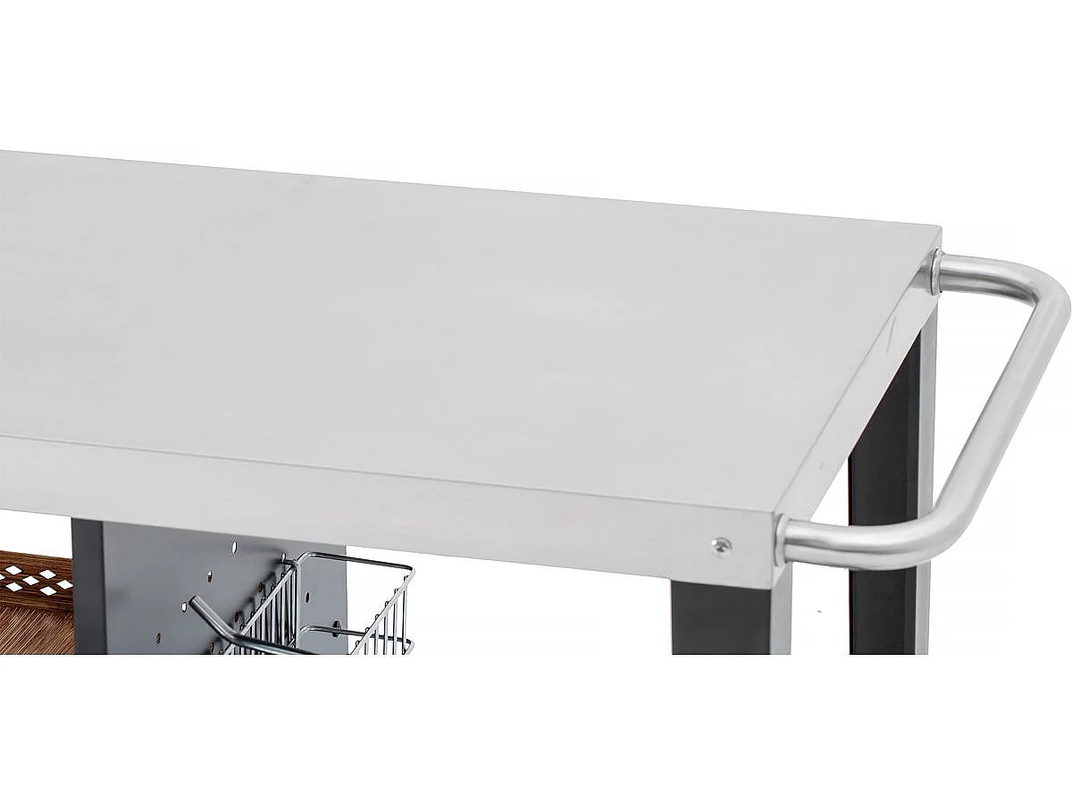 "Gelia" Metalen Barbecuekar met Plank en Wielen - 117 x 59 x 80 cm - Zwart
